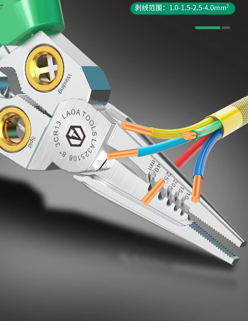 LAOA Der neue 8-in-1 Multifunktions-Kabelschneider und -Abisolierer mit integriertem Messdrahtabisolierer ist ein Spezialwerkzeug für – Detail 10