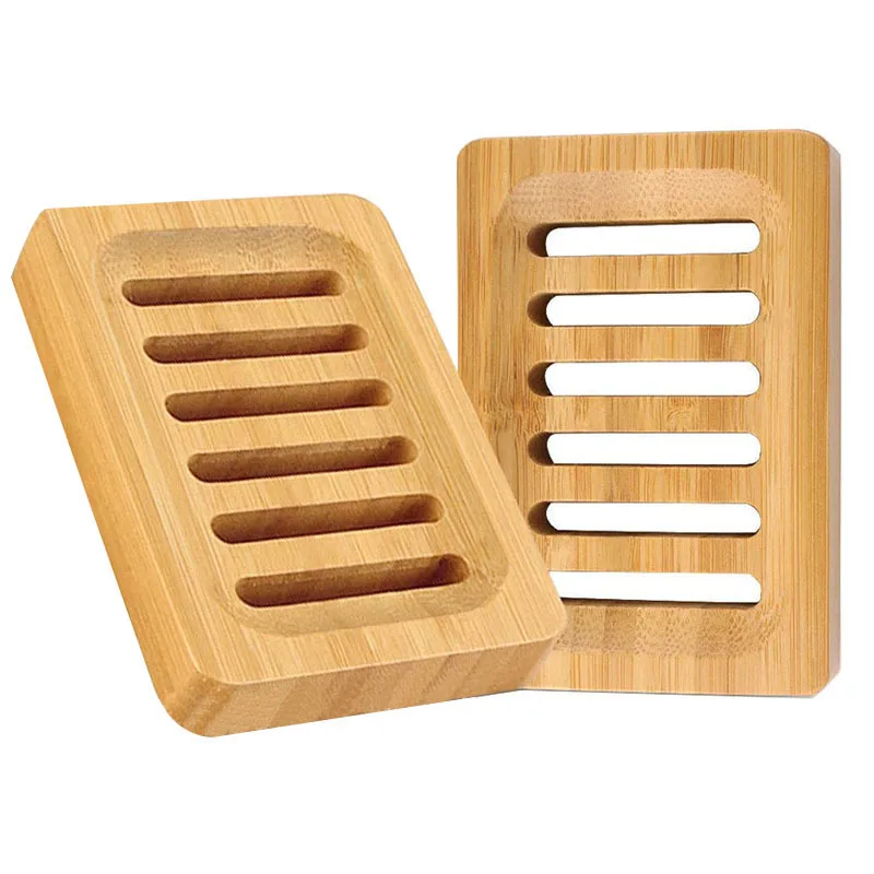 Soap Box Natural Bamboo Dishes Bath Soap Holder Bamboo Case Tray Wooden Prevent Mildew Drain Box Bathroom Washroom Tools