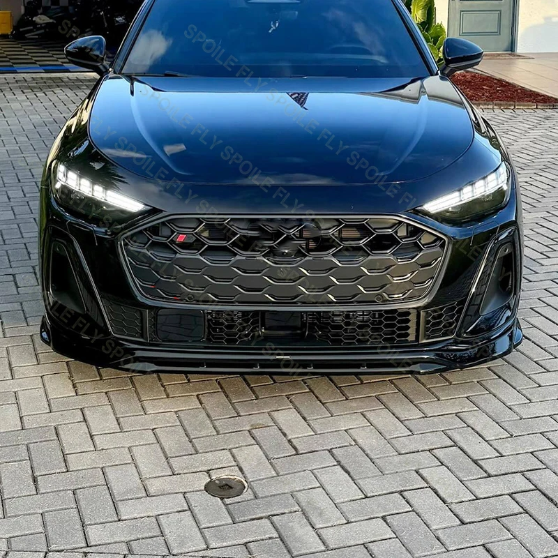 4X 2024 2025 To Up For Audi A5 S5 B10 Sline Front Lip Bumper Splitter Spoiler Glossy Black ABS High Quality Body Kits Guard