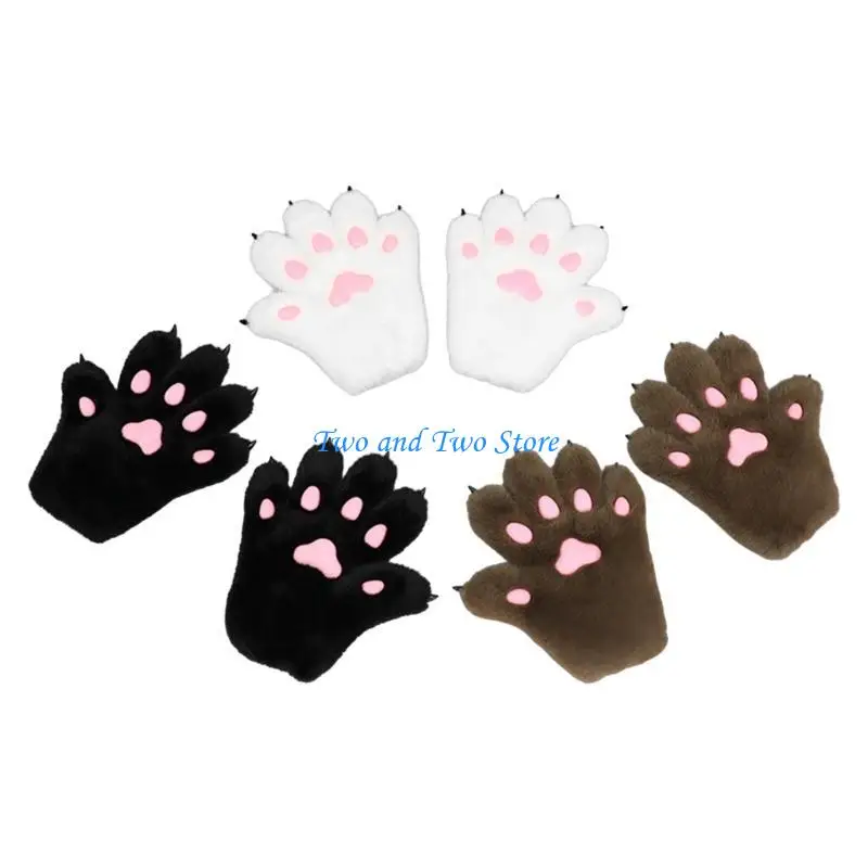 HX6F Warm Animes Kostuum Katten Poot Handschoenen Rollenspel Beest Poot Handwanten Feestartikelen