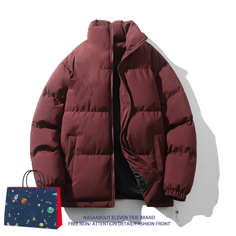 Chaqueta de algodón con cuello alto para hombre, abrigo holgado informal, grueso, cálido, con cremallera, novedad de invierno, 2023