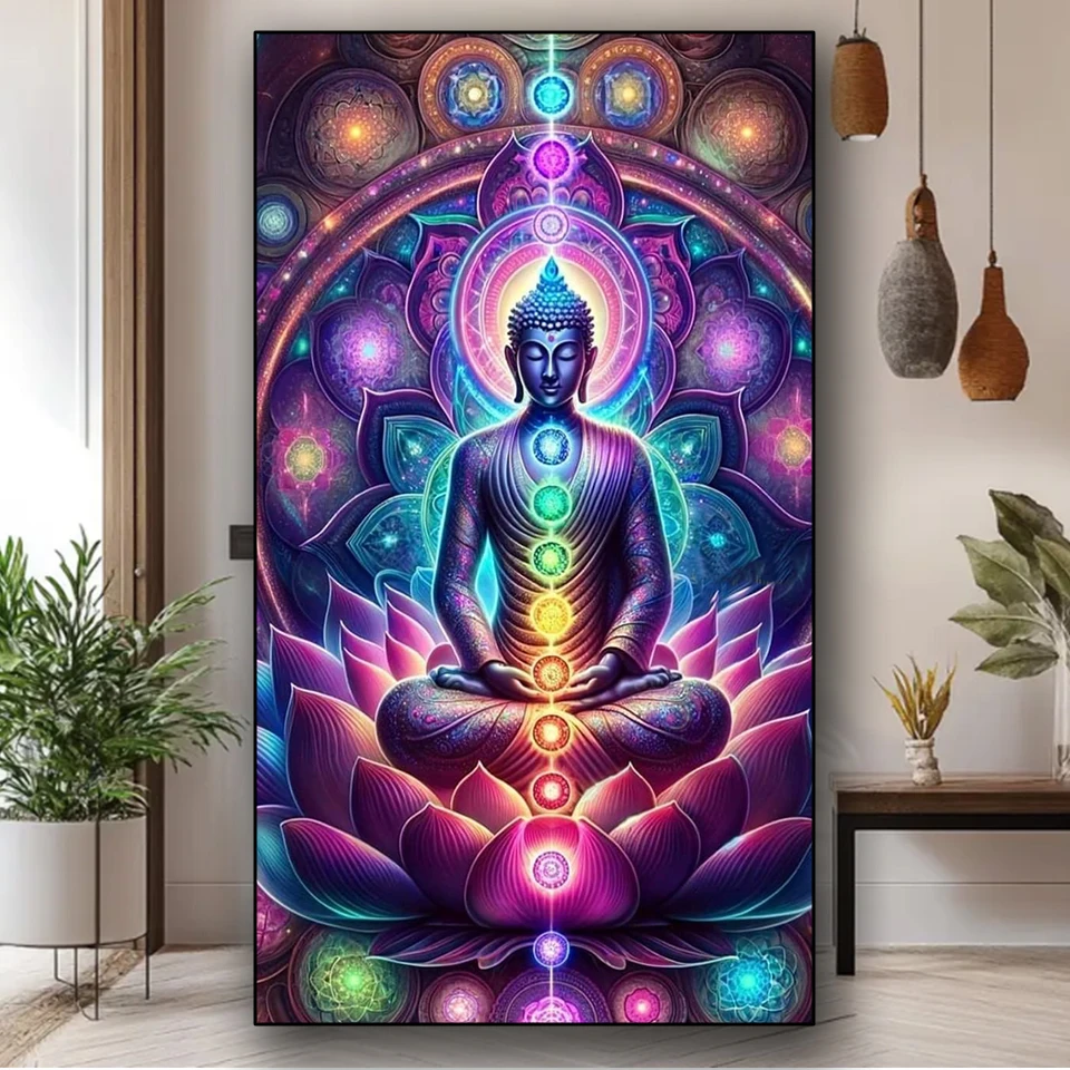 

﻿diamond painting Dyana Yoga Full Square Round Diamond mosaic Large Size Diy Embroidery religion Theme Living Room decor