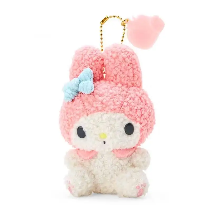 Sanrio Plush Curly Hair Corduroy Doll Pendant Kitty Cinnamoroll Mymelody Pompom Purin Anime Collection Figures Toys for Girl