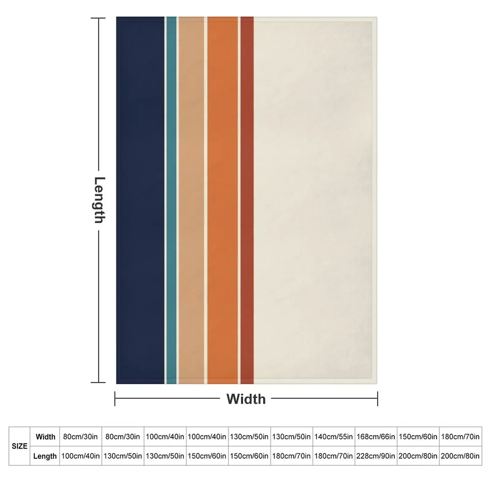 Retro Vertical Stripes Orange Rust Blue Throw Blanket Polar for babies Loose decorative Giant Sofa Blankets