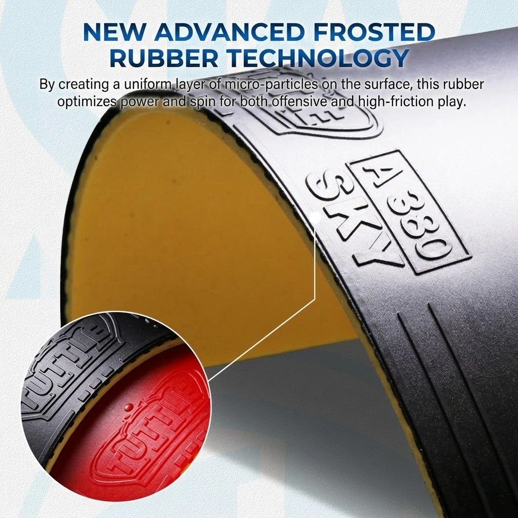 Tuttle Table Tennis Racket Rubber, Sky-A380 Table Tennis Rubber, High-Density Frosted Rubber for Fast Attack and Counter-Attack