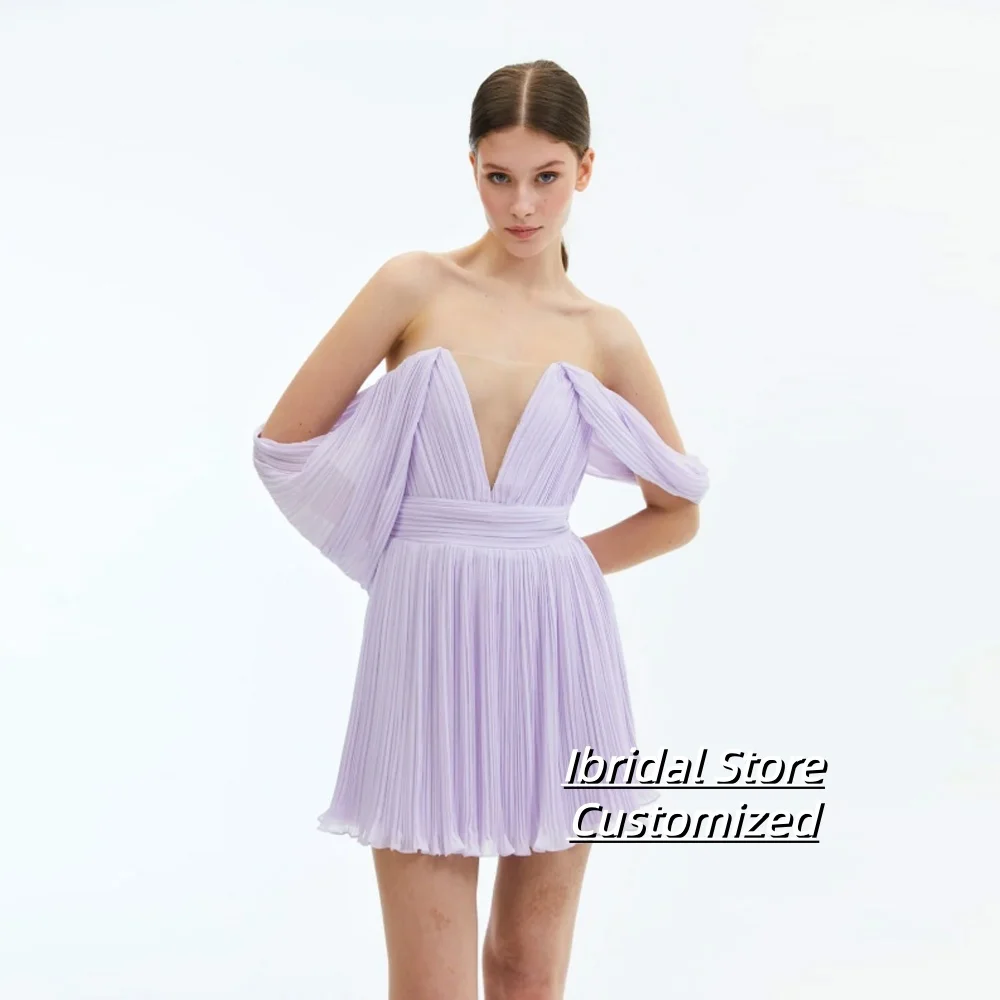 

Индивидуальное сексуальное короткое вечернее платье с глубоким V-образным вырезом, А-силуэт, с открытыми плечами, для выпускного вечера, элегантное, модное, трендовое, для вечеринок