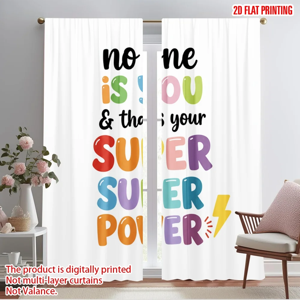 

2pcs 2D flat printing Drapes No One Is You Superpower Polyester Fabric Without Electricity 0 Perfect for Holiday Parties Home