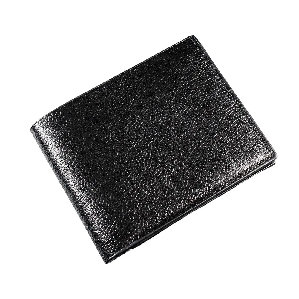 Cartera negra corta de cuero Pu para hombre, billetera de negocios de doble crédito, billetera plegable, billetera con Clip, tarjeta de moneda/identificación y Sli G4n2