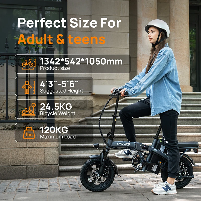URLIFE F1L High-End-Elektrofahrrad für Erwachsene, urban und geländegängig, 250W Motor, 48V 7,5AH, 14-Zoll-Reifen, All-Terrain-Elektrofahrrad – Detail 13