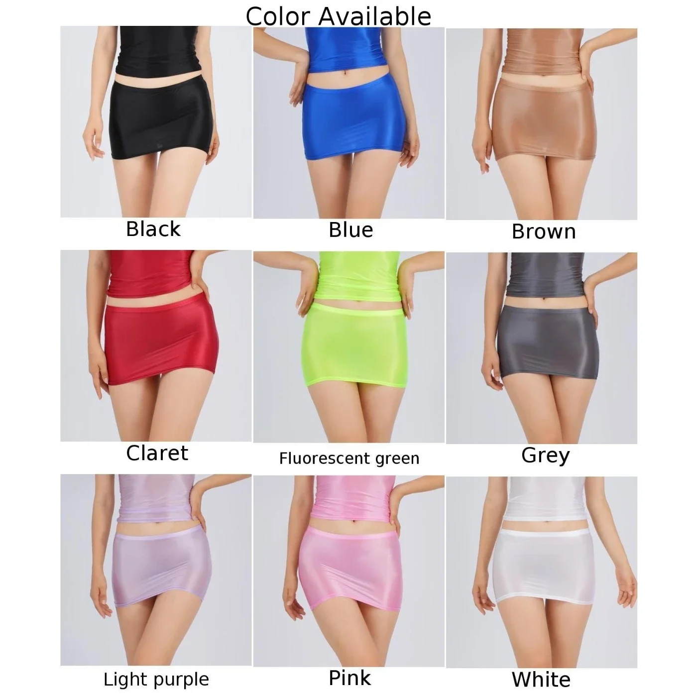 Sexy Women's Underwear Lady Shiny And Silky Off Shoulder Mini Skirt Girl Large Breathable Underwear Solid Color Short Skirt