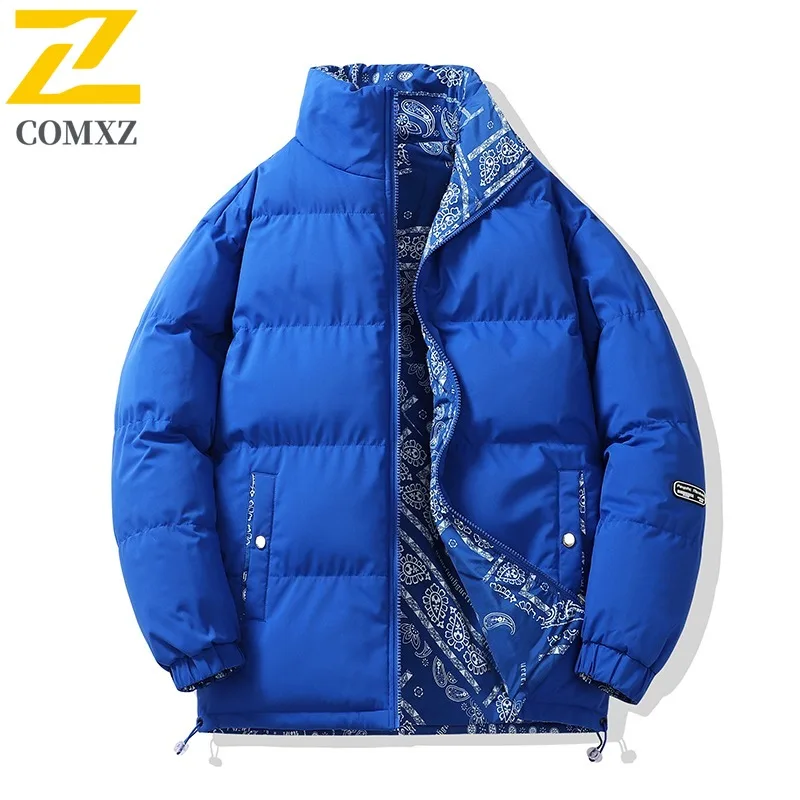 

Men's Winter Stand Collar Padded Jacket Thermal Loose Fit Windproof Parka Casual Thickened Fleece Lined Snow Outdoor Bread Coat