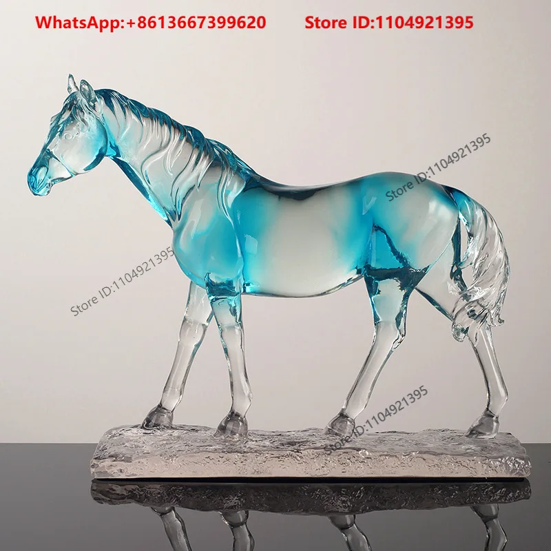 Fine horse decorations, transparent resin craftsmanship, living room TV cabinet, wine cabinet decoration