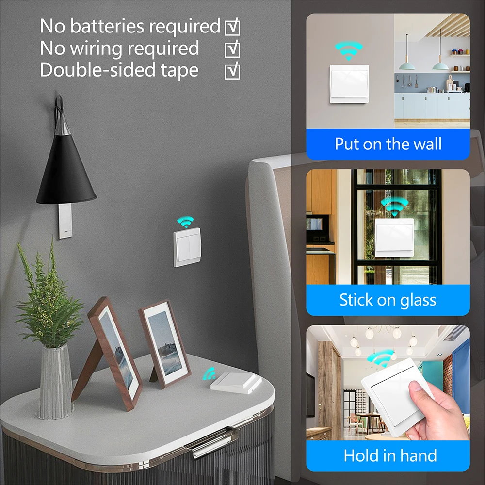 Mini-Lichtschalter mit kabelloser Fernbedienung, 110 V, 220 V, 230 V, keine Batterie erforderlich, selbstbetriebener kabelloser Wandschalter, kinetischer Schalter – Detail 6