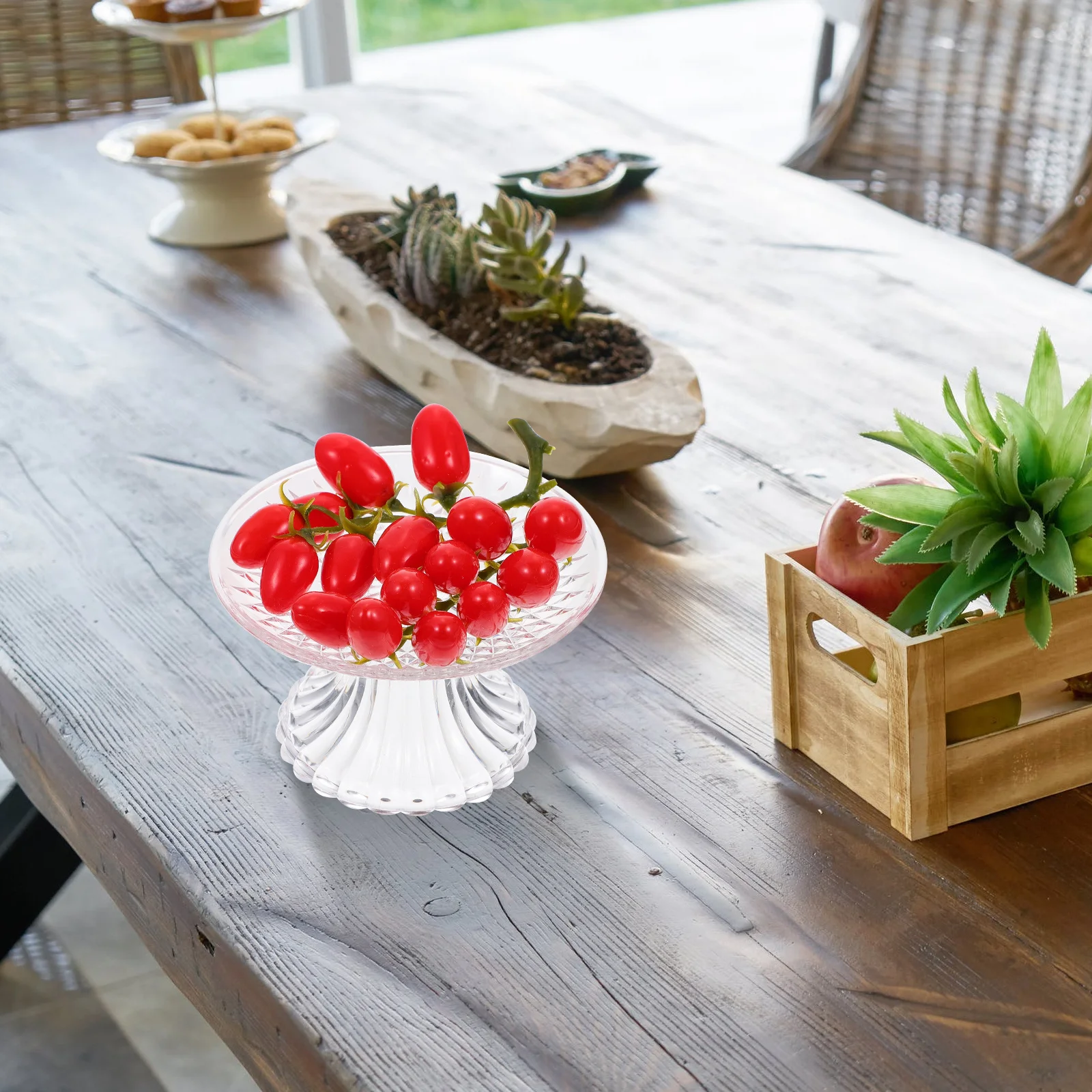 

1pc Acrylic Fruit Tray Round Clear Fruit Bowl Detachable Snack Plate For Party Wedding Event Ktv Home Use Kitchen Bar