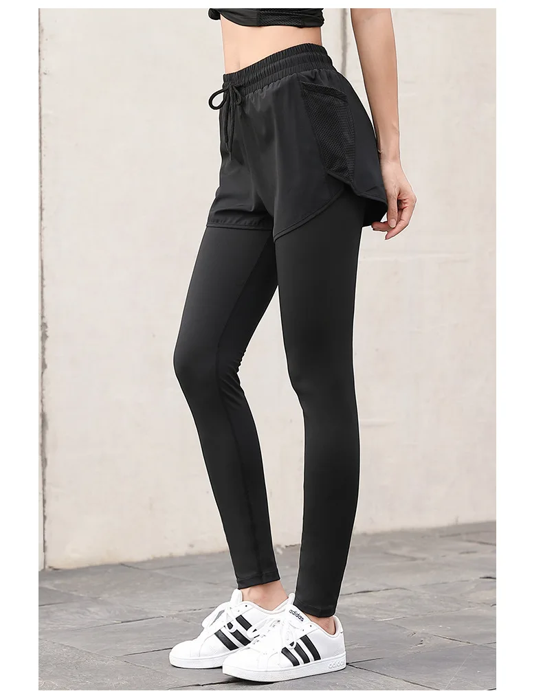 GymHUB Fake Two-Piece Sports Pants Running Training Fitness Slim Thin Quick Dry Outdoor Pockets Yoga Bottoming