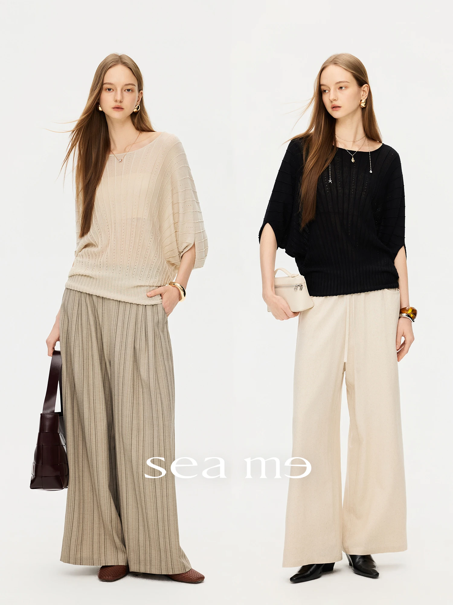 

Se Tide Seeking Ry Casual Batwing Sve Linen Knitted Top Spring Summer Seven Quarter Sve T-irt Women's Faion