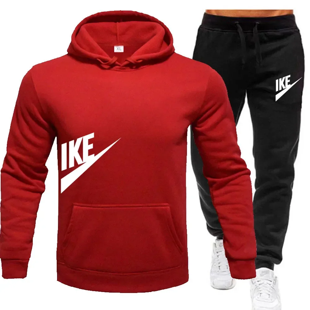 Nieuwe sporthoodie met capuchon + 2 sets joggingbroeken, mode bedrukte herfst- en wintercasual heren- en damespakken, streetwear