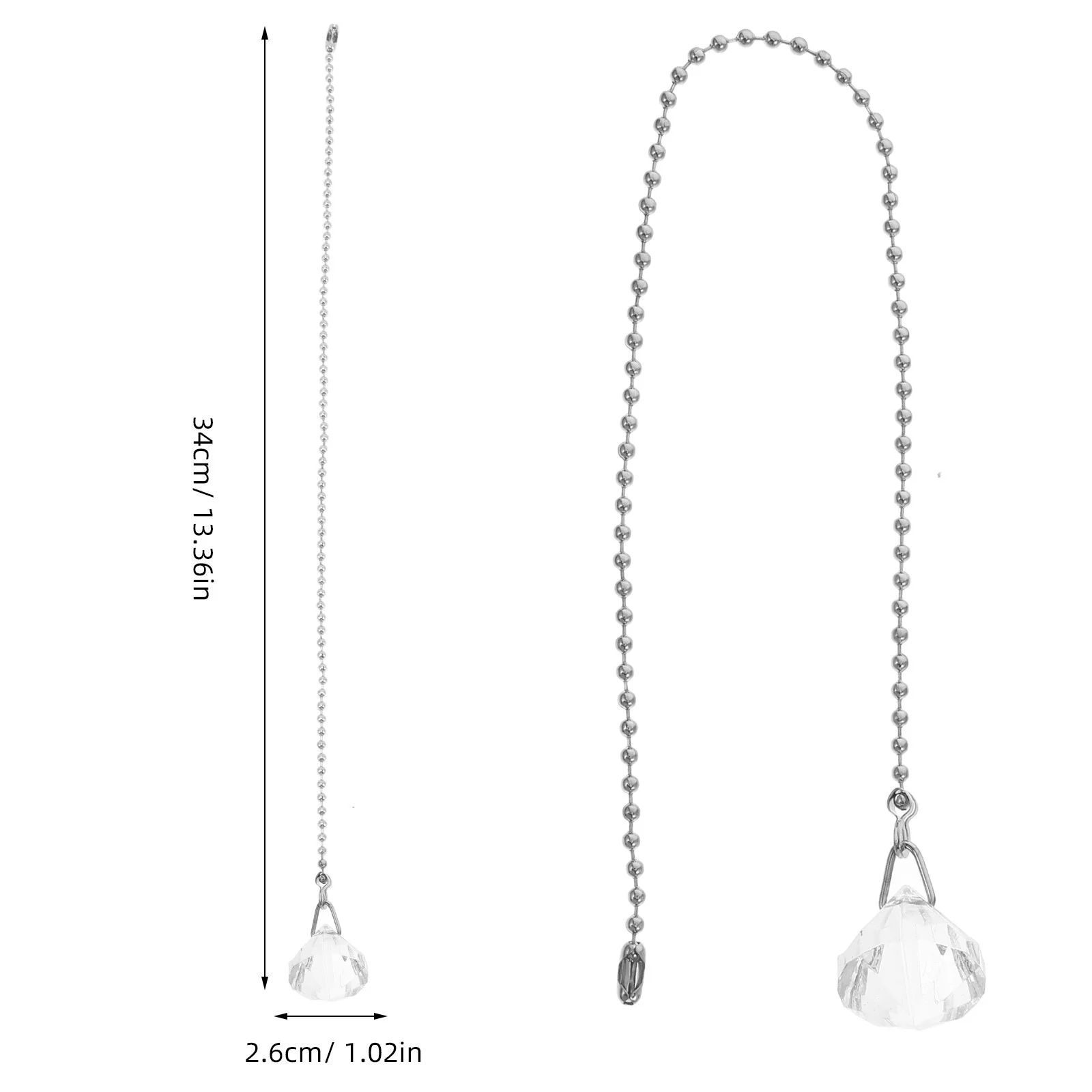 2 pçs ventilador de teto puxar corrente extensão bola cristal luz puxar corda substituição cabo controlador para luminária ventilador corrente