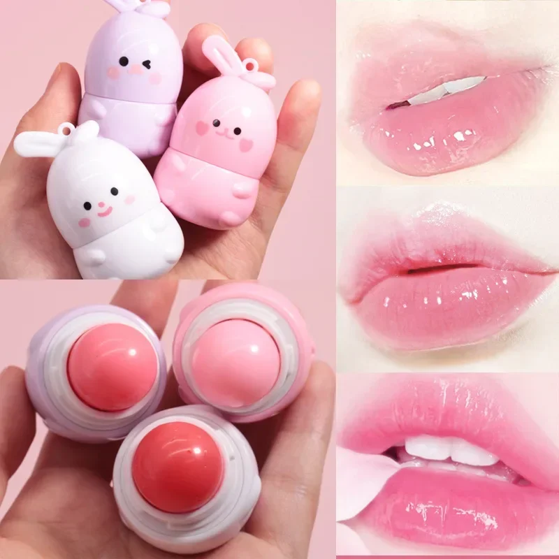 Cartoon rabbit color-changing lipstick moisturizing fading lip pattern color-changing lipstick easy to color Not easy to remove