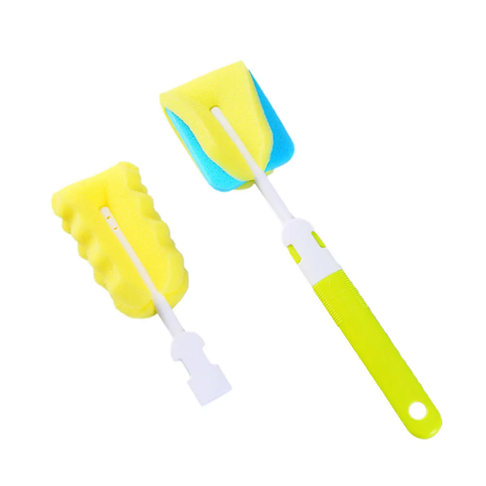 

2Pcs Baby Bottle Brush Set Sponge Cleaning Brush Soft Handle Parts Cleaner Milk Feeding Bottle Scrubber