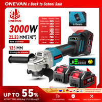 ONEVAN 125MM Brushless Electric Angle Grinder 3000W 6 Gear Polishing Cutter Metal Wood Power Tool For Makita 18V Battery Pin