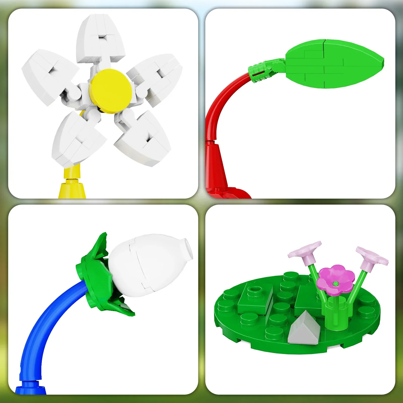 اكسسوارات الرسوم المتحركة أنيمي ثلاثة كتل بناء شابي صغيرة MOC Pikmined لطيف قزم التجمع نموذج مجموعة لعبة أطفال هدية عيد ميلاد