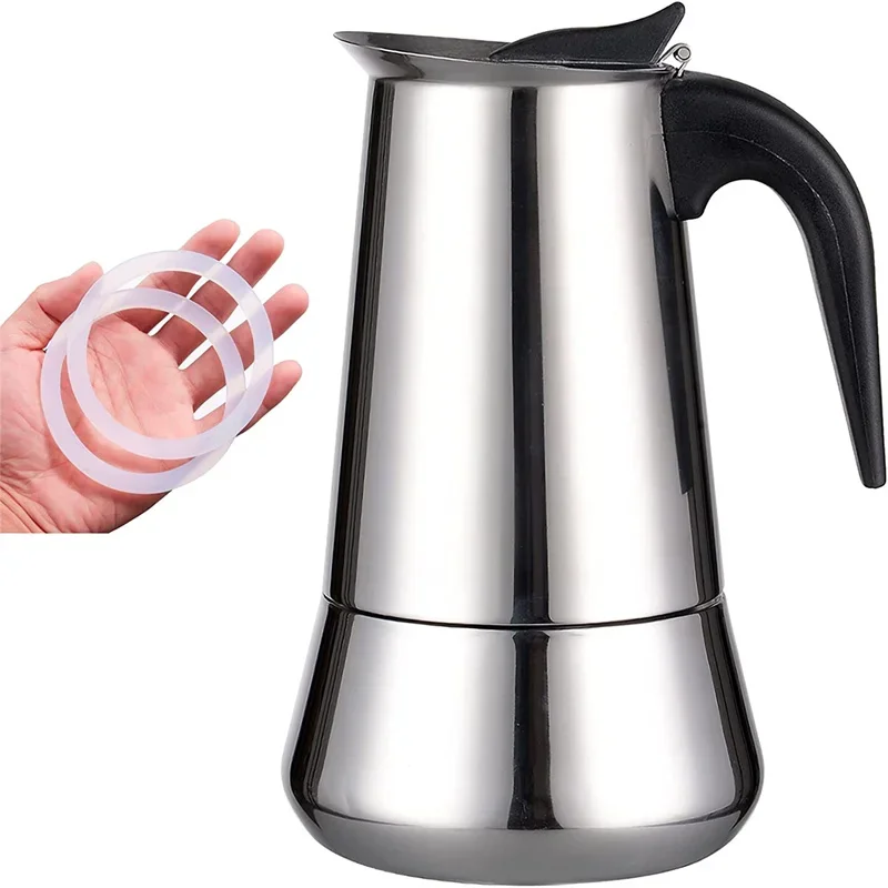 Espresso Maker Stainless Coffee Italian Steel Pot Moka Percolator Filter 200/300/450/600ml Tool