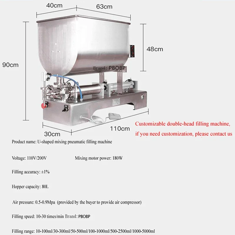 PBOBP 1- 100 مل آلة تعبئة الطعام معجون غير قابل للصدأ الاستغناء عن معدات التعبئة السائلة آلة كريم بيع