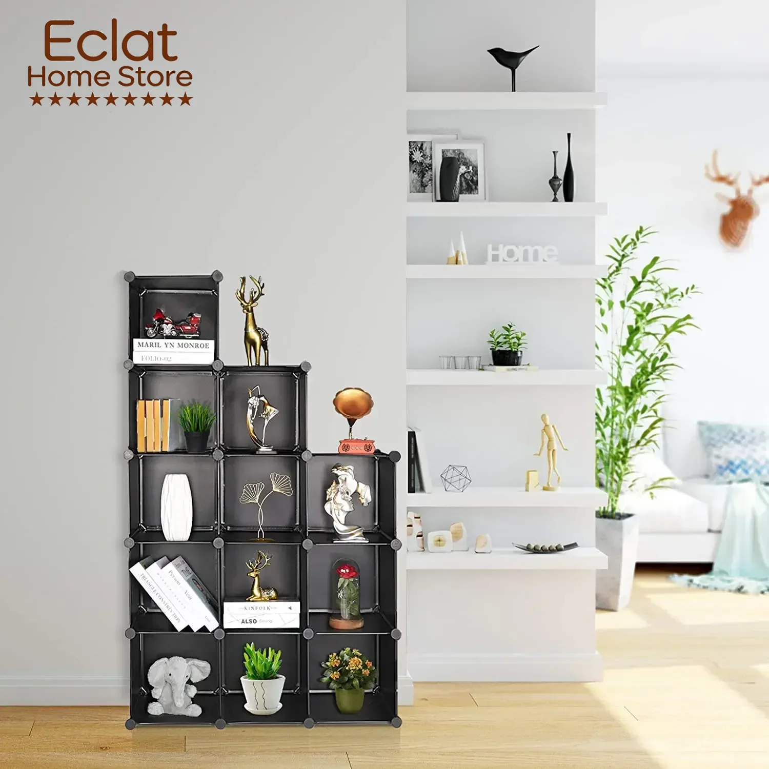Cube Locker 12 Cube Closet Storage Rack DIY Closet Bookcase Plastic Square Storage Box Wooden Hammer