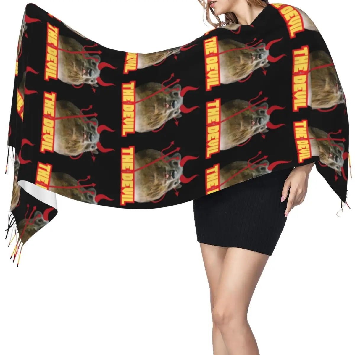 

Шарф Rock Hyrax Devil, шарфы с кисточками, женские мягкие теплые шали и накидки, большая осенне-зимняя шаль