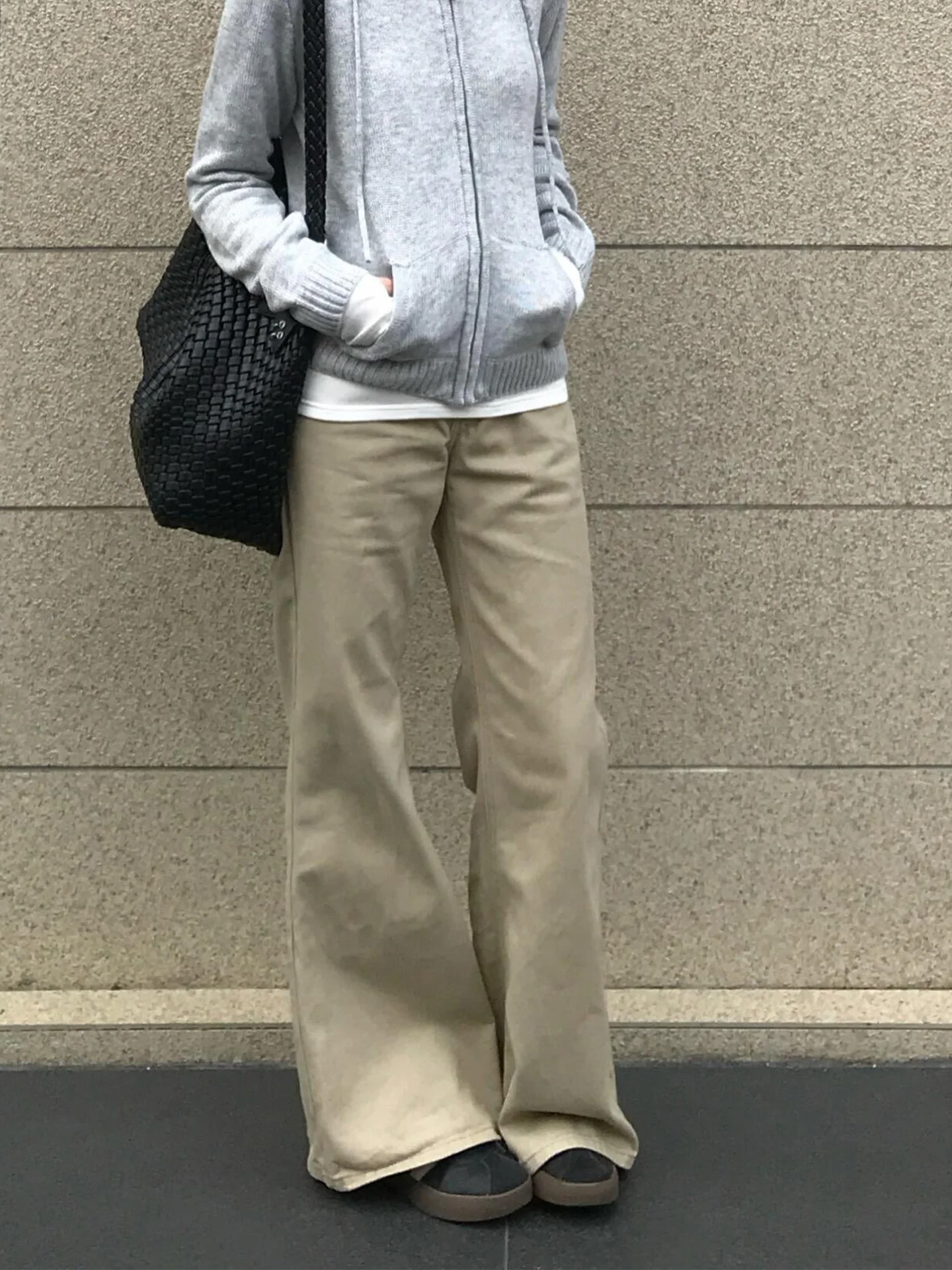 

Khaki Wide Leg Jeans Women's High Street Lazy Style Retro Washed Denim Pants Summer Slimming Trousers Straight Cut High Waist