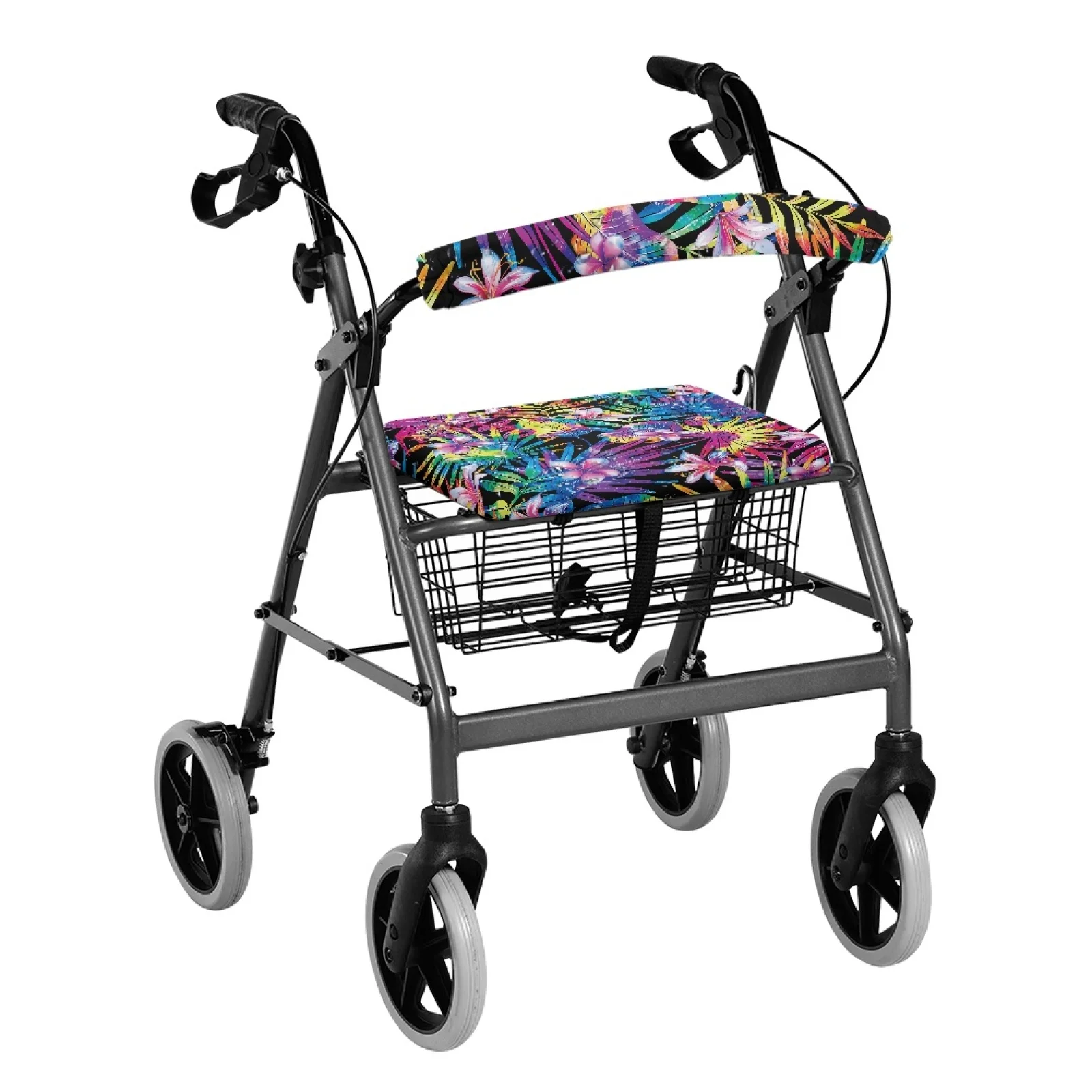 Coloranimal Stretchy Easy Installation 2 Pcs Walker Rollator Seat Back Cover for Seniors Adult for Travel Tropical Floral Print