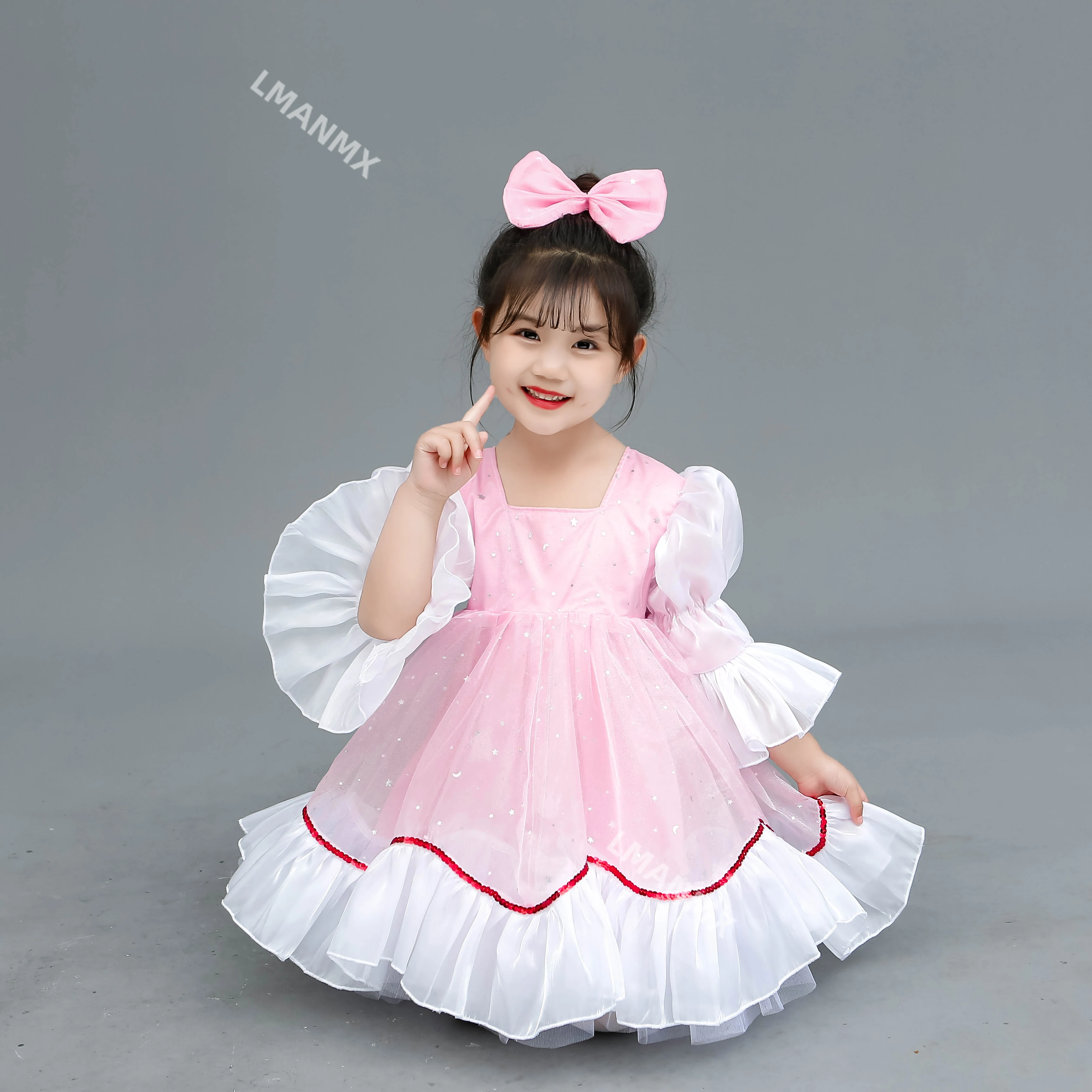 زي أداء للأطفال، تنورة منفوشة للفتيات، زي رقص رياض الأطفال، تنورة الأميرة الوردية اللطيفة، تنورة شاش #5