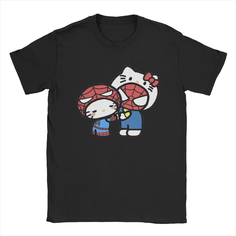 

MINISO Hello Kitty cute women's and men's cotton printed round neck short-sleeved boyfriend and girlfriend T-shirts Couple style