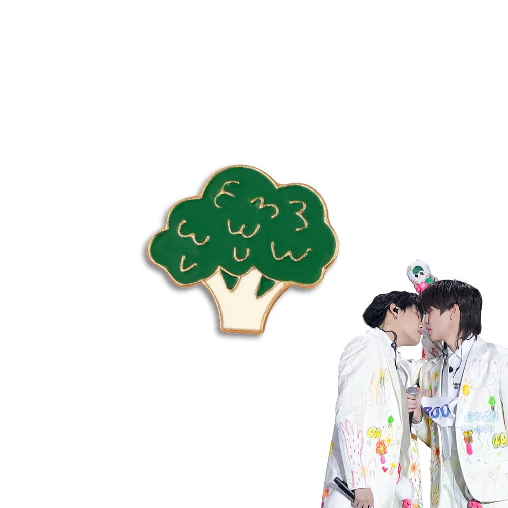 Thailand Bounprem Cosplay Brooch Broccoli Badge Metal Green Pins Costumes Jewelry Accessories Bag Decoration Props Unisex Gifts