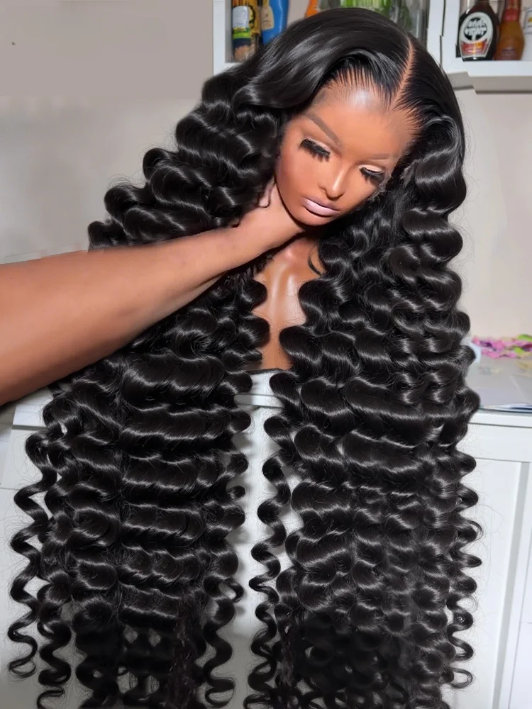 

Свободный парик с глубокими волнами на фронтальной части 13x6 HD Парики из натуральных волос на кружеве для женщин 200% Свободные волны 13x4 Парики на кружеве Натуральные для женщин