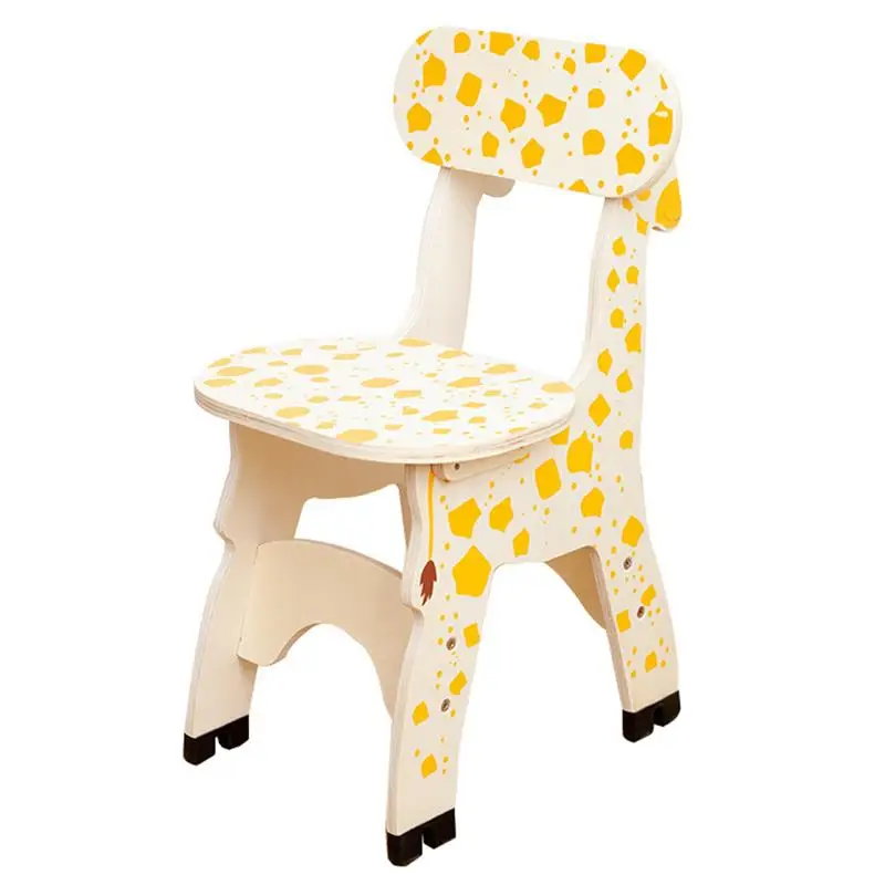 

2Pcs Wooden Giraffe Chair Kids Furniture Stool Childrens Seat Tool Toddler Back Chair Baby Training Seat Early Childhood