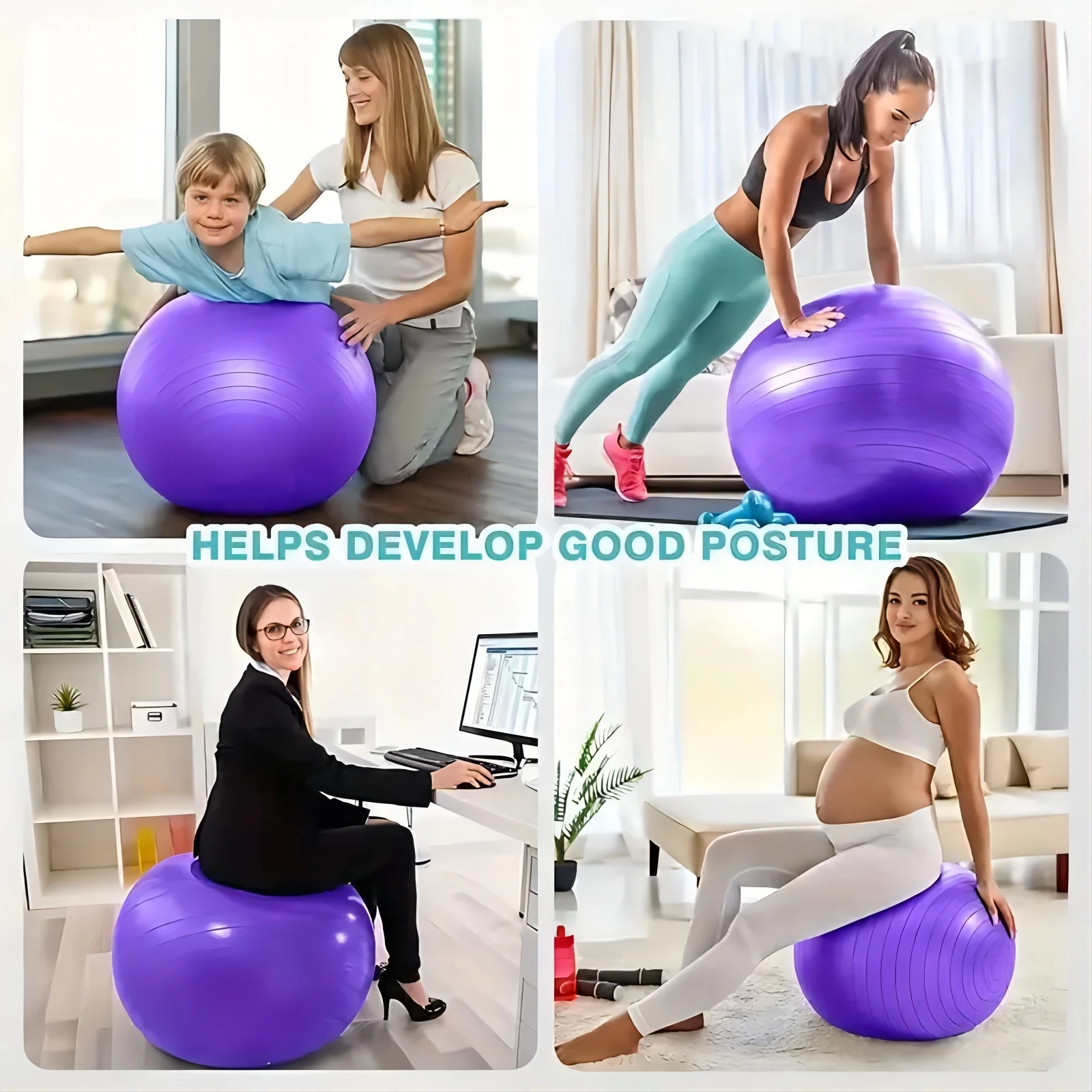 PVC Fitness Balls Yoga Ball Thickened Explosion-proof Exercise Home Gym Pilates Equipment Balance Ball 65cm