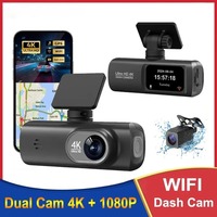 4K Dash Cam for Cars Front and Rear Dual Lens 1080P Rear Lens Built-In WiFi G-Sensor With GPS Car DVR Video Recorder