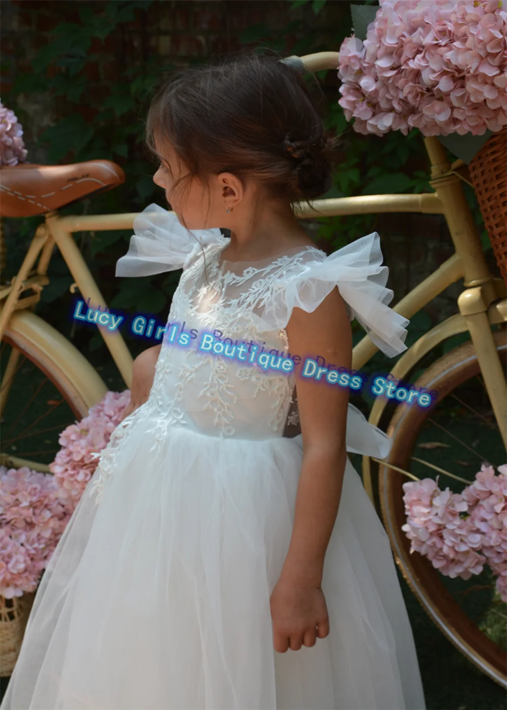 女の子のためのエレガントな白い花のドレス,柔らかいレース,アップリケ,王女,子供,誕生日,結婚披露宴,ボール聖体拝領ドレス
