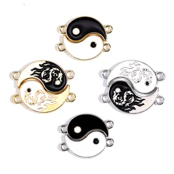 5Pair/Lot Mixed Styles Alloy Enamel Creative Yin Yang Tai Chi Connectors For Couple Friendship Bracelet Necklace Jewelry Making