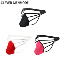 CLEVER-MENMODE 3 pièces/kit caleçons hommes Sexy sous-vêtements glace injpanties Lingerie Jockstrap Bikini G String string zones bre t-back