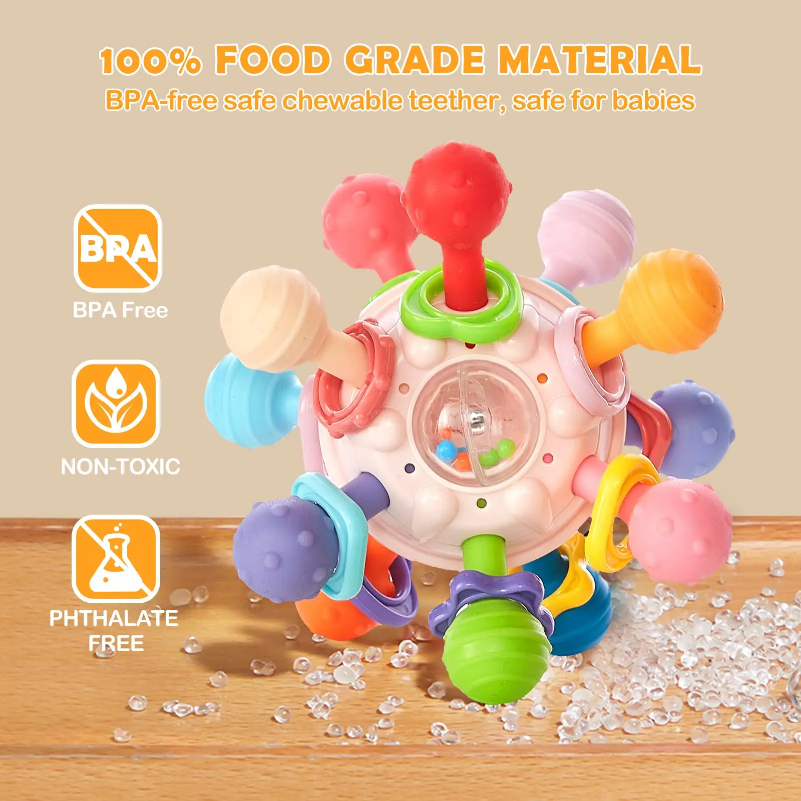 Montessori bebê dentição brinquedos sensoriais mastigar dentição bola chocalho agarrando atividades bebês brinquedos para 0-18 meses meninas meninos presentes