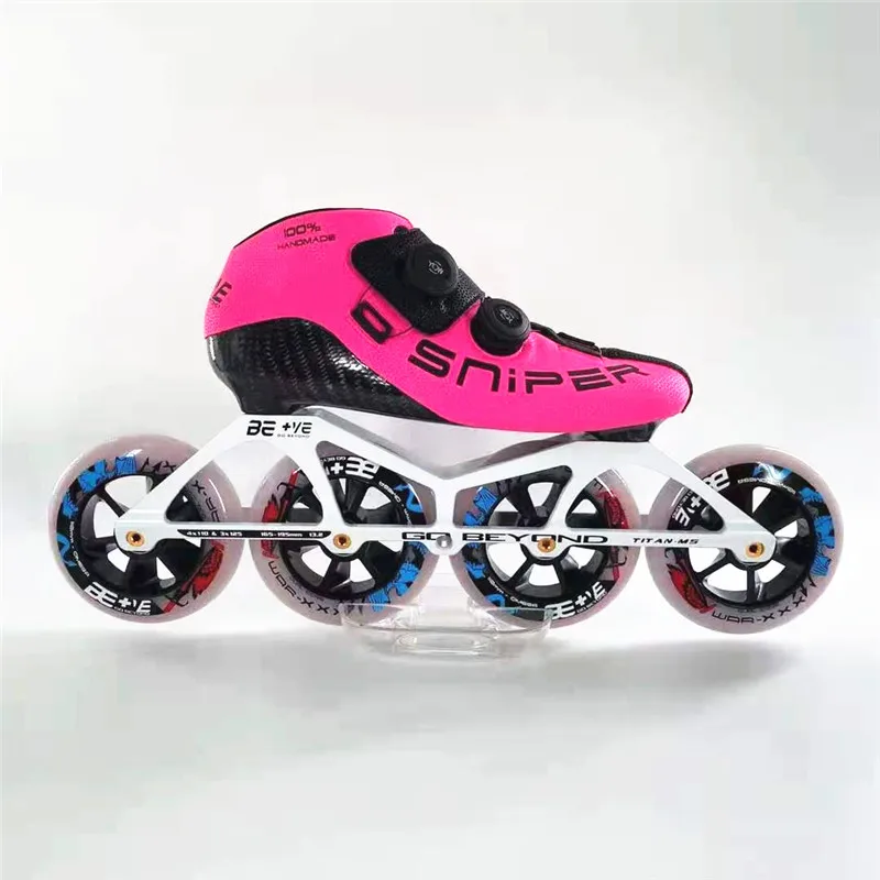 Inline Speed Skates BE+VE Professional Competition Skate Dual-knob Locking Rotate Button Shoes for Indoor Track Racing Rolling