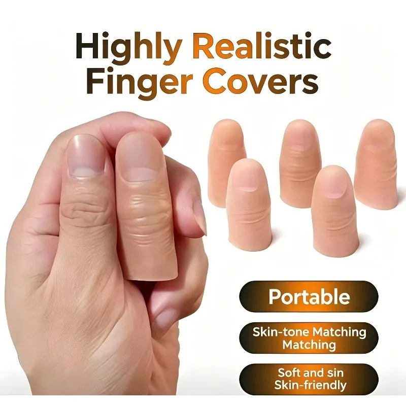 Realistic Silicone Finger Sleeves Simulation Prosthetic Faux Finger Cover For Finger Defect Disability Conceal Accessory