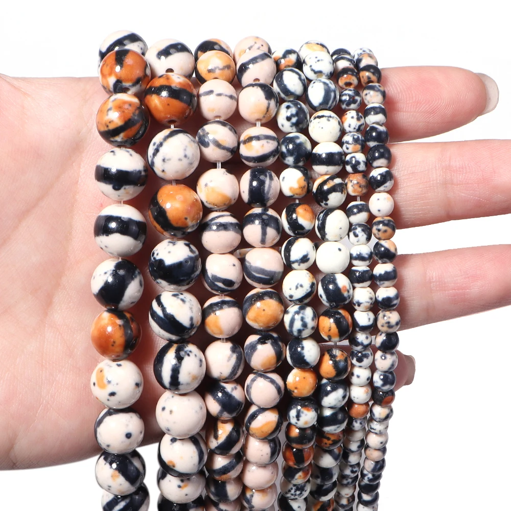 4 6 8 10 มม.สีส้มสีขาวสีดำสีสั - Jewelry Making Gemstones บทวิจารณ์และราคา