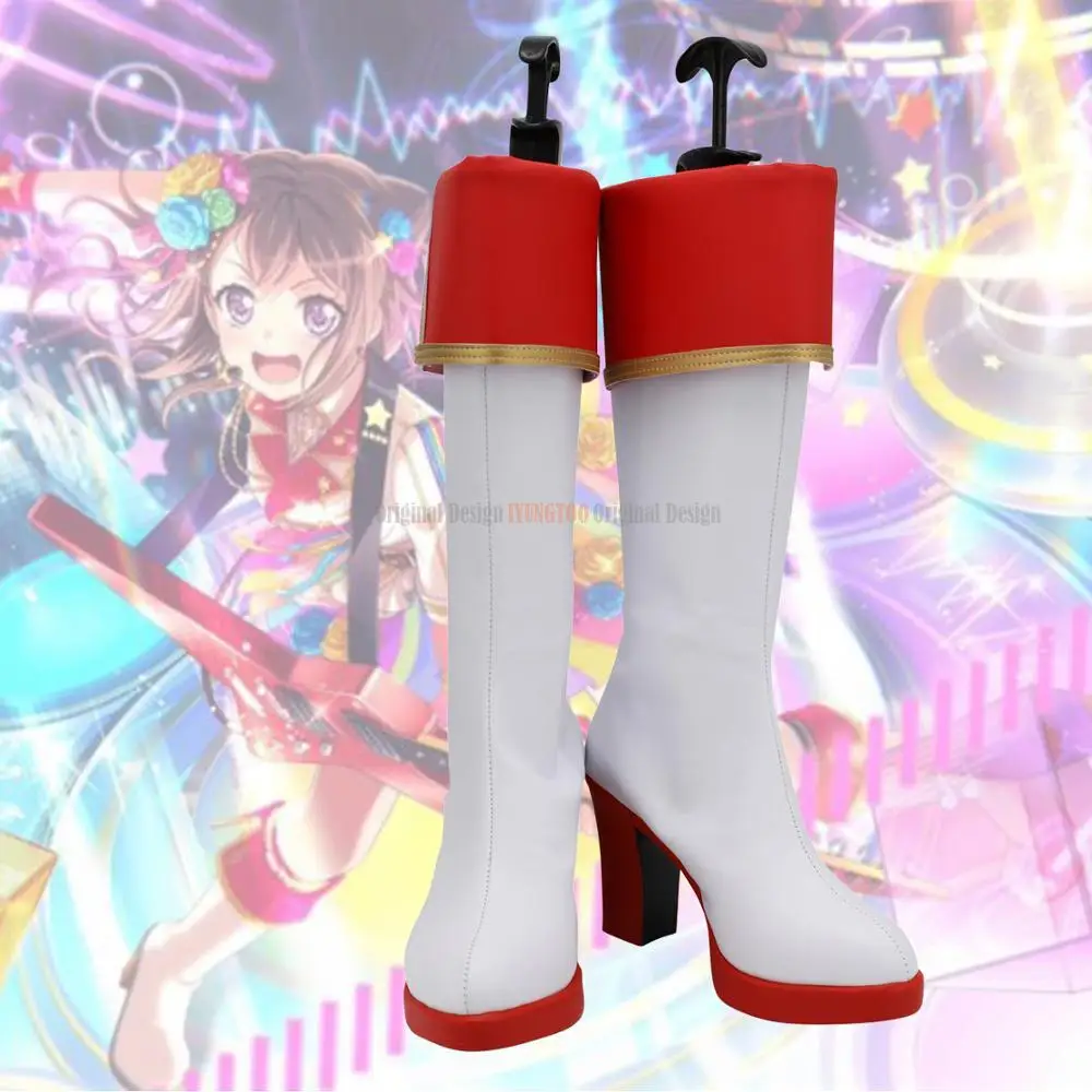 

BanG Dream Toyama Kasumi Cosplay Boots White Leather Shoes Custom Made for Unisex