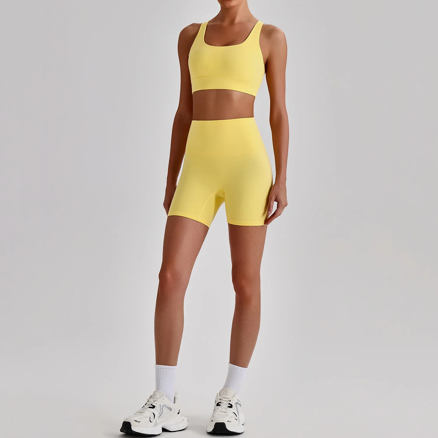 

Jenny&dave Quick Drying Tight Yoga Suit, Nude Fitness Three Part Shorts, Outdoor Running Sportswear Set Two Piece Set Women's