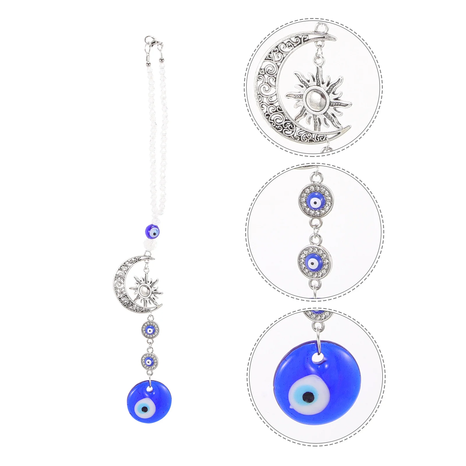 

Evil Eye Car Charm Durable Alloy Crystal Hanging Rearview Mirror Car Accessory Stylish Ornament Rearview Mirror Decor