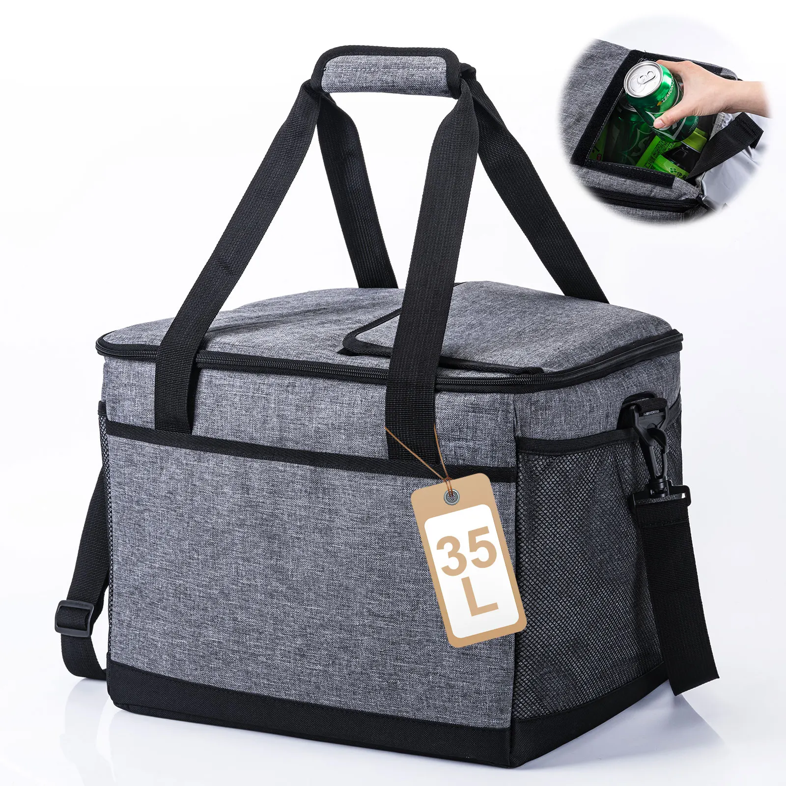 Goture 30L 35L Large Capacity Collapsible Cooler Fishing Bag Insulated Picnic Lunch Bag for Outdoor Travel Camping BBQ Party